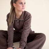 neutral quarter zip - mocha