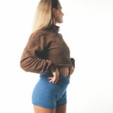 neutral quarter zip - mocha